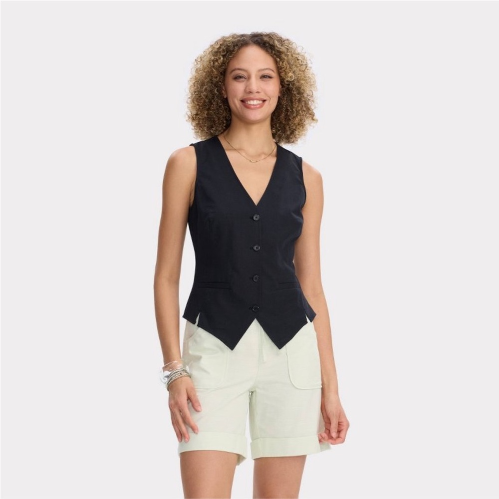 Universal Thread Tailored Vest Black Vest Woven V Neck, Size XS